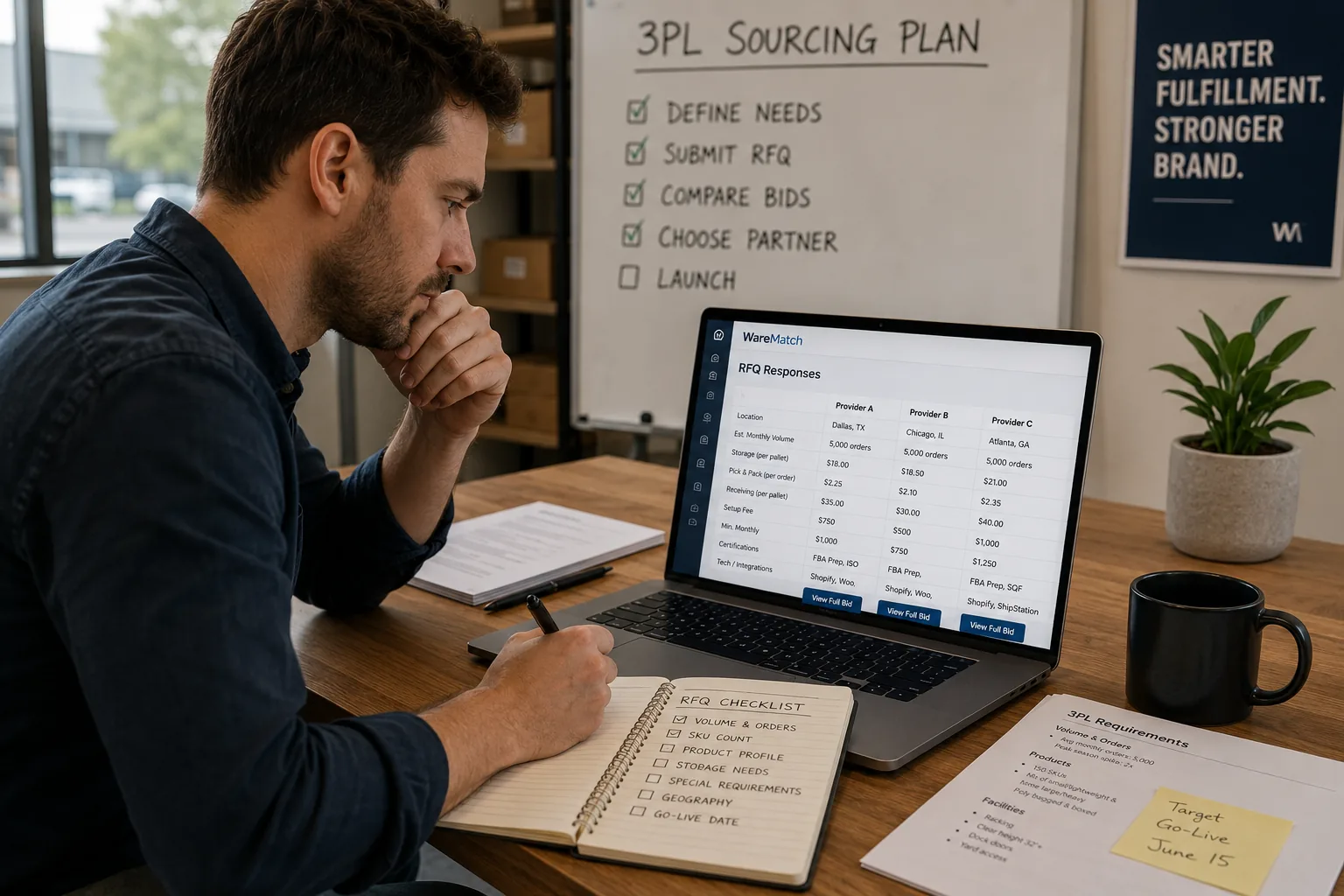 How to source a 3PL through a Warehousing marketplace: the RFQ process, step by step